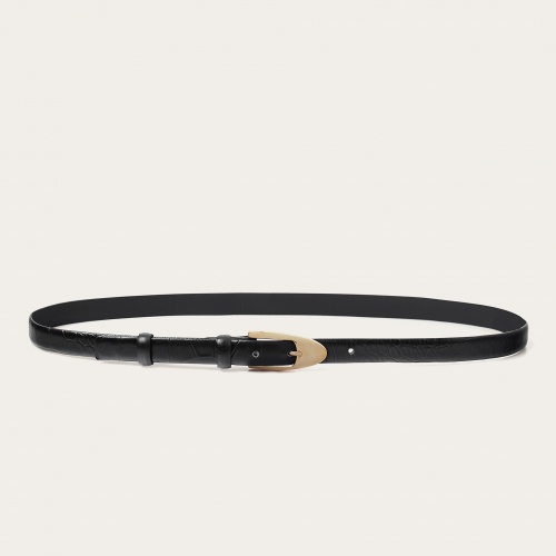 Thin belt with a buckle, black croce pattern